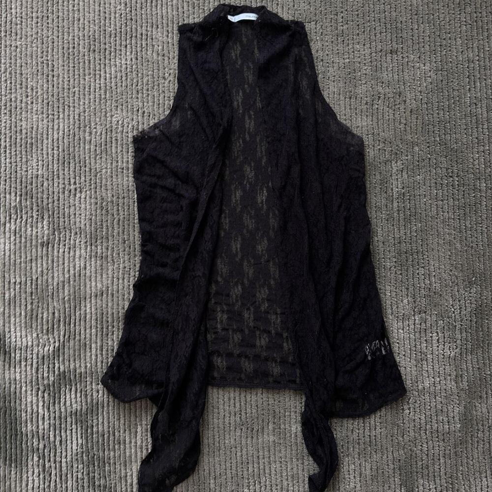 Y2K Maurices Black Lace Tank Top Vest Textured Layering Piece - Size S